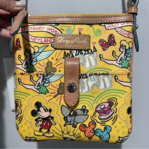Dooney & Bourke Yellow Mickey Mouse Tinkerbell Disney Parks Sketch Crossbody Bag